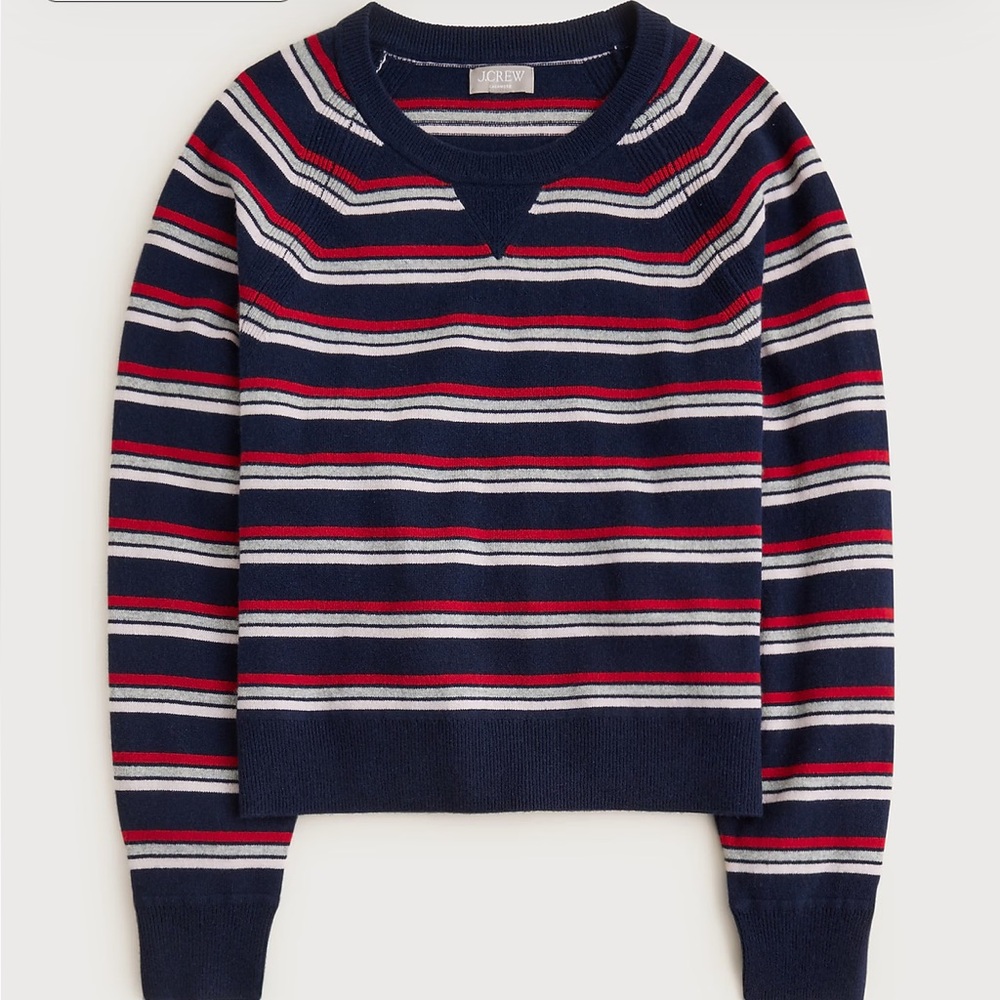 J.Crew Cashmere Crewneck Sweater in Stripe Size Large